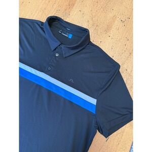 J Lindberg Golf Polo Shirt Mens Slim Fit XXL 2XL Black Logo Stretch
